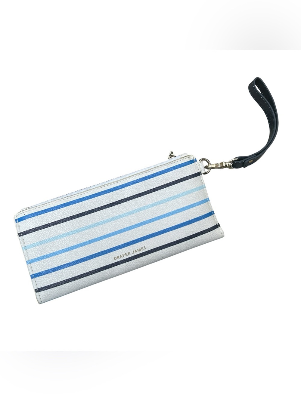 NWOT Draper James Blue Stripe Wristlet Travel Wallet Organizer Preppy Coastal